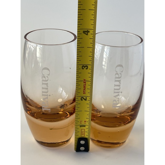 Carnival Cruise Line Etched Color Glass Souvenir Shot Glasses Set of 2 - Picture 5 of 6